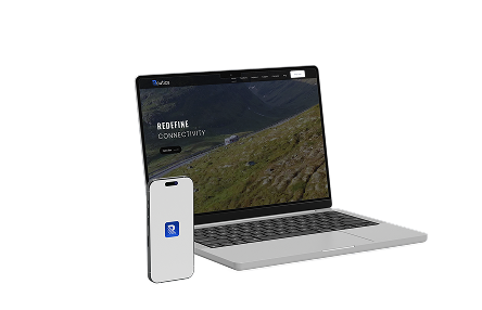 Routica product image showing a laptop and smartphone with outdoor scenes